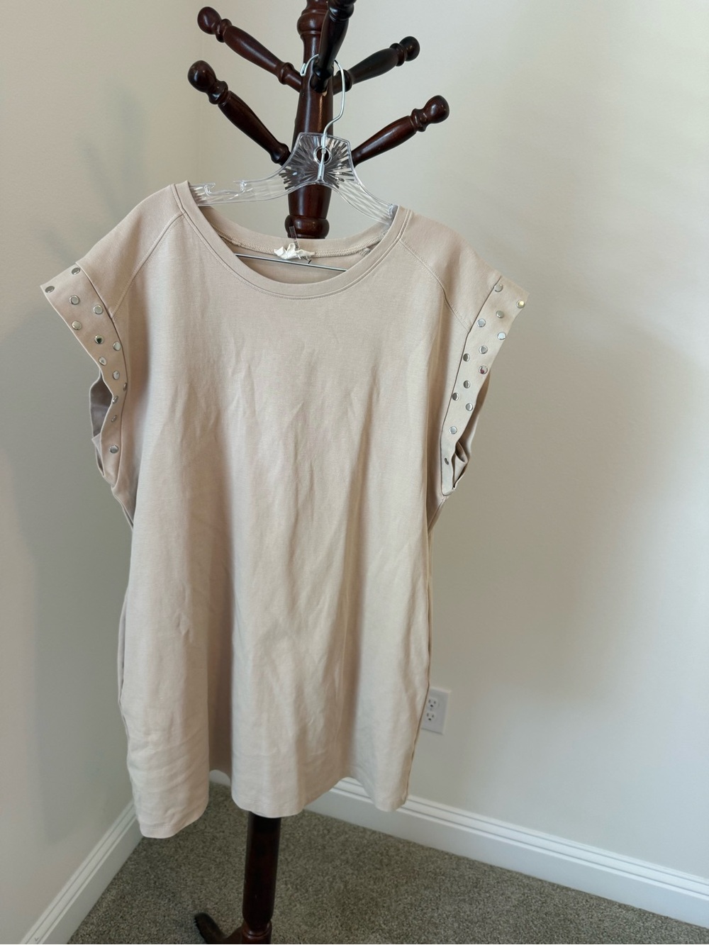 entro Cream Stud-Trim Mini Dress